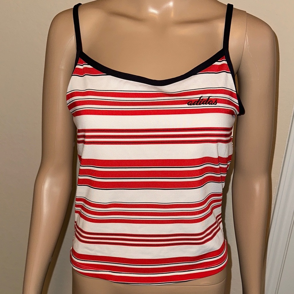 Adidas Women's Red and White Striped Camisole